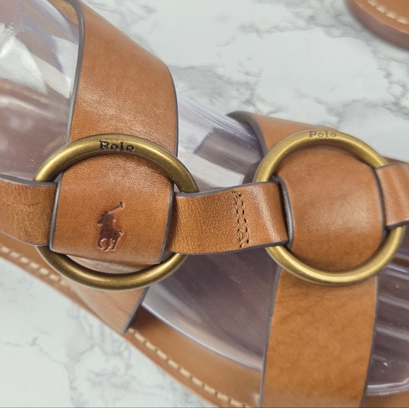 Polo Ralph Lauren Double O-Ring Leather Sandal Size 7.5 - Picture 2 of 11